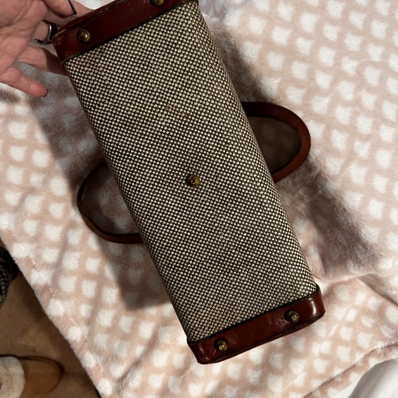 John Romain Vintage Tweed/Leather Satchel Bag - Picture 4 of 11